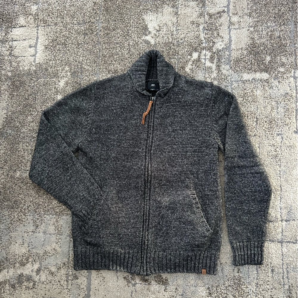 Obey Zip-Up Knit Sweater Jacket